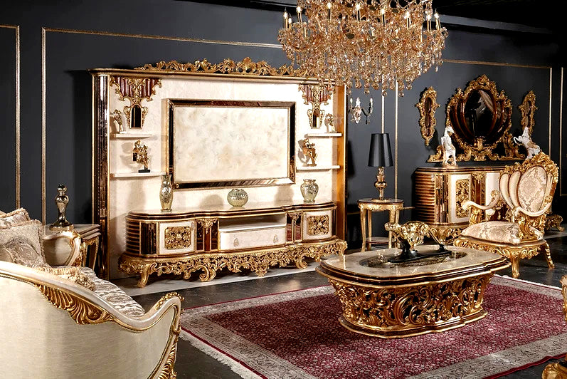 luxury hand carved furniture with Classic European Style Elegant TV Cabinet