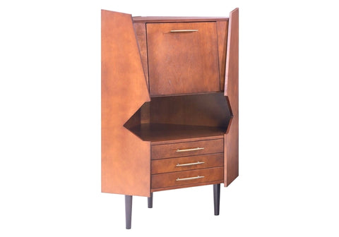 Hand Crafted Teak Wooden Wine Corner