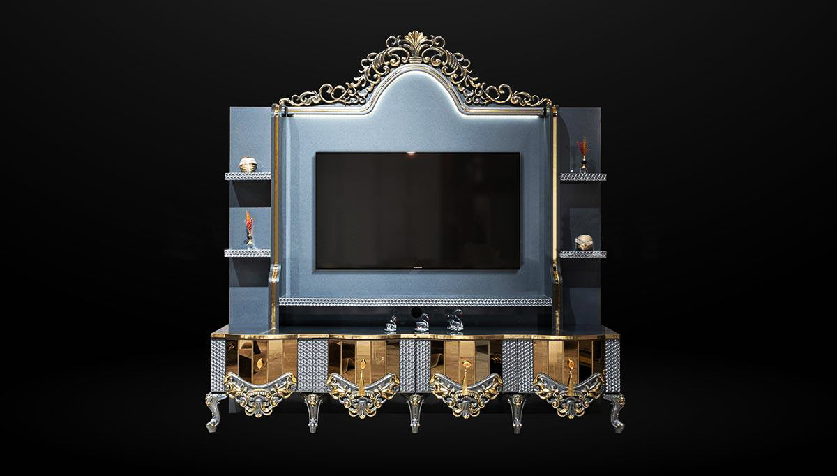 Royal Glossy Hand Carving TV Unit