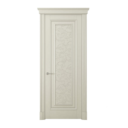 White color hand carved wooden door