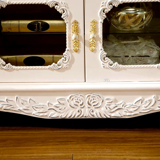 Exquisite French Style Hand Carving TV Cabinet