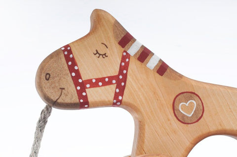 Wooden Pull Along Horse Toy for Toddlers