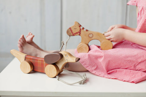 Wooden Pull Along Horse Toy for Toddlers