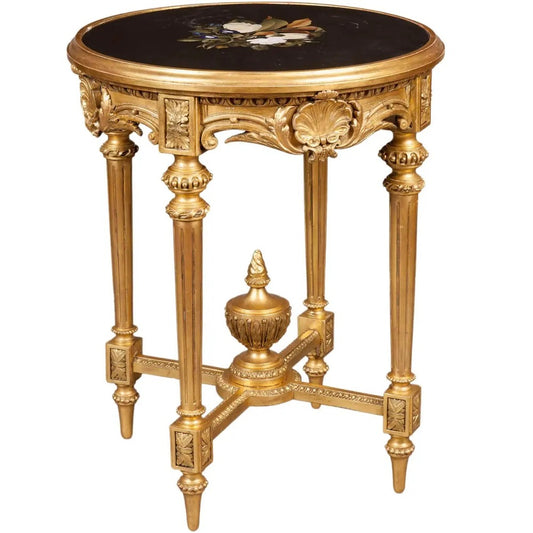 Luxury European Style Solid Teak Wood Carving Side Table