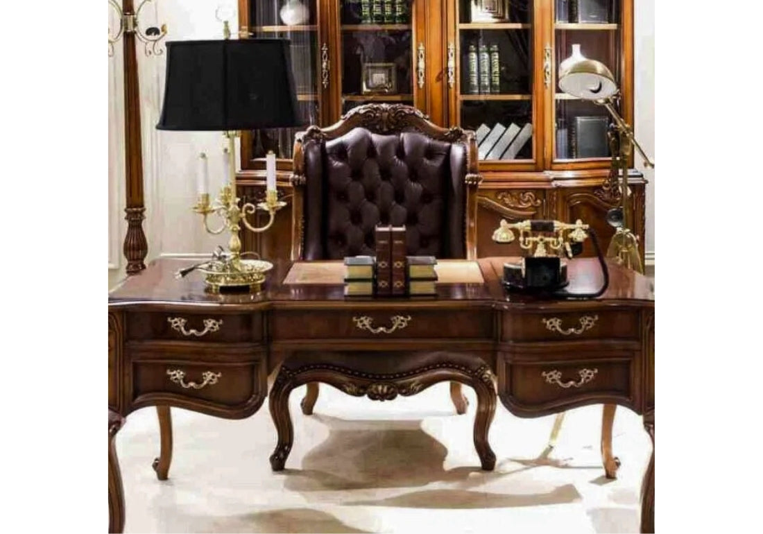 Antique Brownish Teak Wooden Office Desk