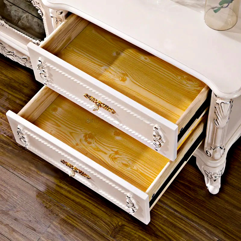 Beautiful teak wooden drawers of tv cabinet