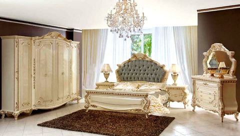 Royal European Style Hand Carving Wardrobe with luxury bed