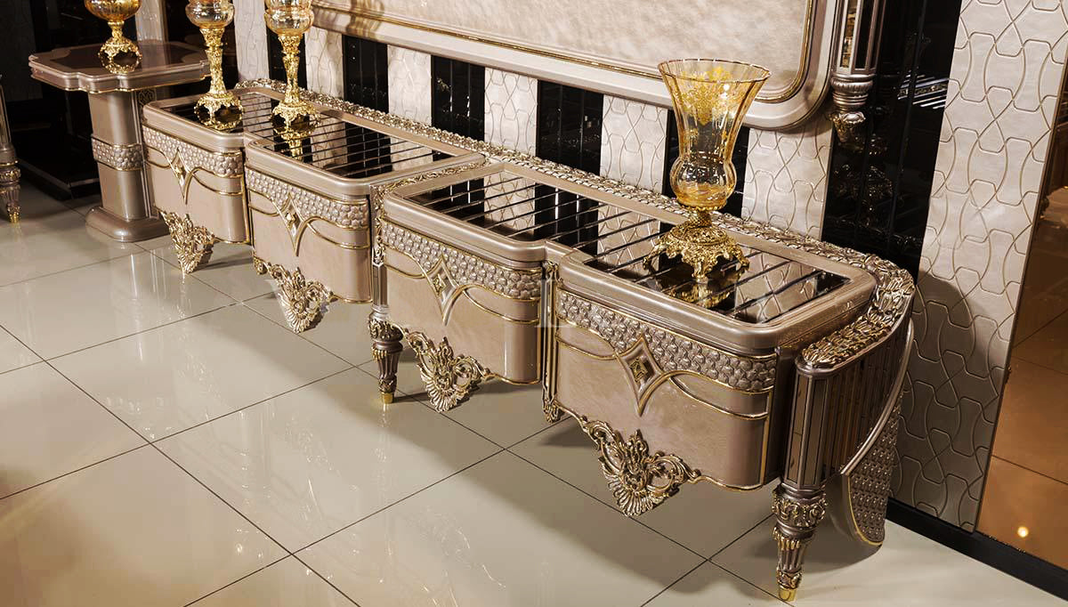 Glossy Hand Carving TV Unit