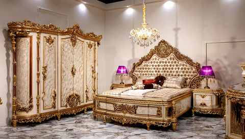 Royal And Exquisite Hand Carving Armoire with luxury bed