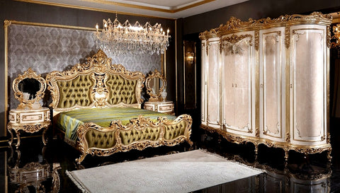 Exquisite Glossy Carving Wardrobe with luxirious bed