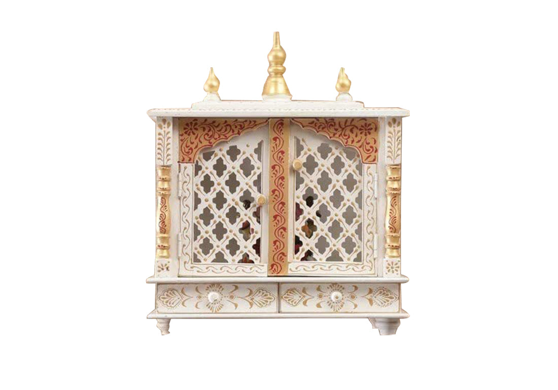 Crafted Wooden Gold and White Temple