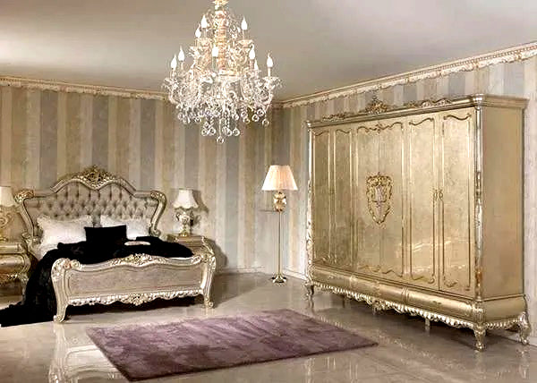 Luxury European Style Hand Carving Wardrobe wuth luxury bed