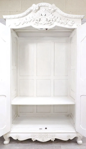 inside view of Luxury French Style Hand Carving Wardrobe