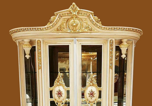 top view of luxury golden vitrine