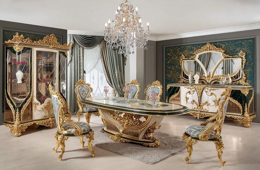 Luxury European Style Carving Dining Table Set