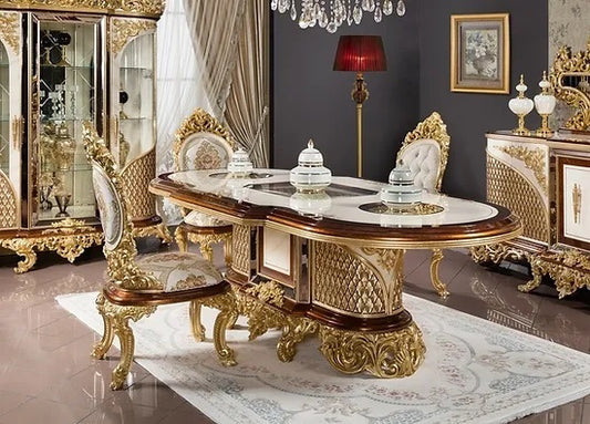 Luxury Classic European Style Carving Dining Table Set