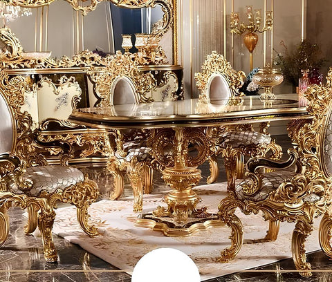 Luxury Design Exquisite Carving Dining Table Set