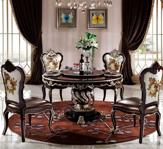 Carving Luxury Royal Round Dining Table Set