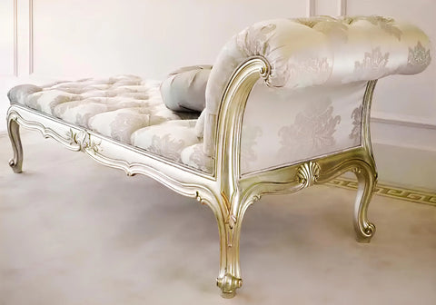 Luxury Style Handcrafted Wooden Louis Chaise Lounge