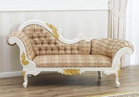 Royal white color wooden chaise lounge