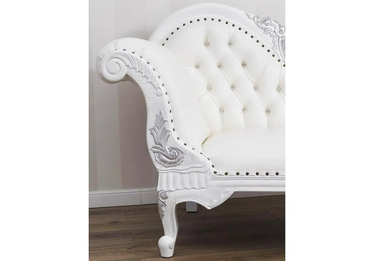 side view of white chaise lounge