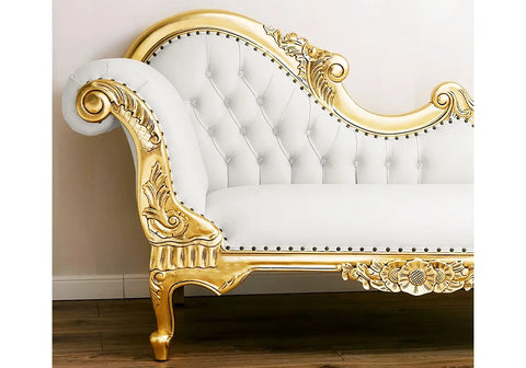 golden color wooden chaise lounge