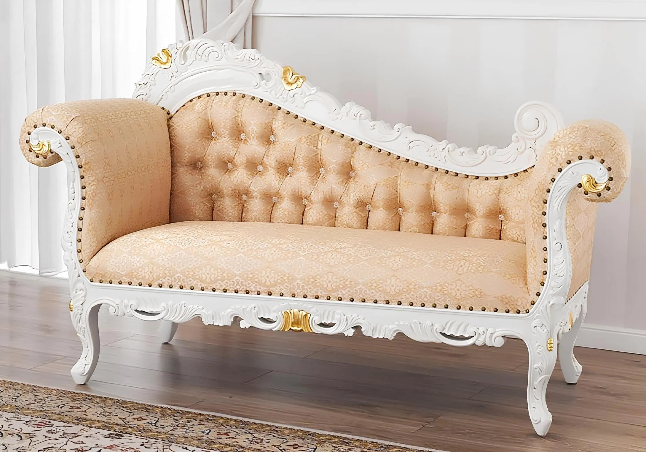 Royal white color chaise lounge