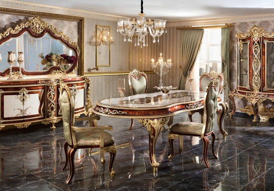 Royal Design Exquisite Carving Dining Table Set