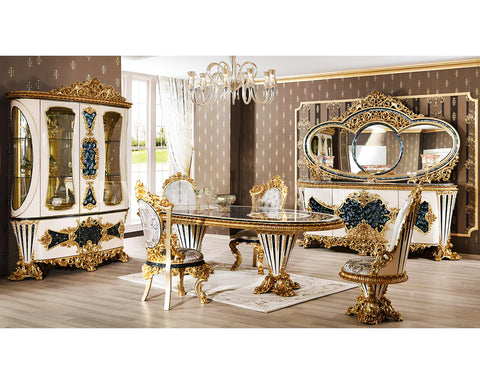 Classical Solid Wood Luxury Tandiya Dining Table Set