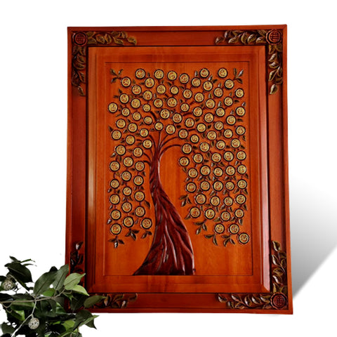 Hand Carved 3d Solid wood Tree Wall Art