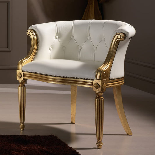 Luxury Design Traditional Golden Polished Carving Armchair