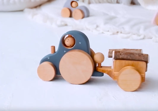 Handmade Wooden Tractor Kids Toy