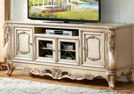 Classic Hand Carving Teakwood TV Unit