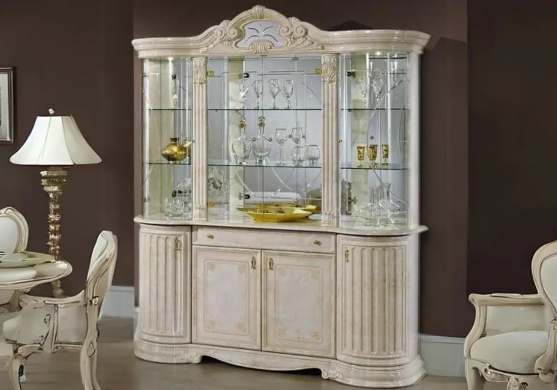 White color wooden Italian Style vitrine