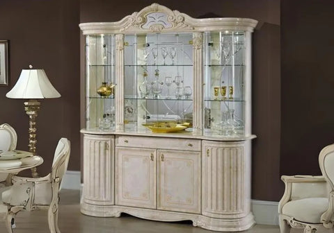 White color wooden Italian Style vitrine