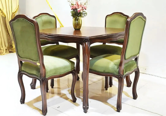 Classic Look Handcrafted Solid Wood Dining Table Set