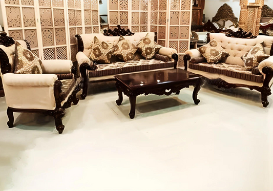 brown color wooden sofa set