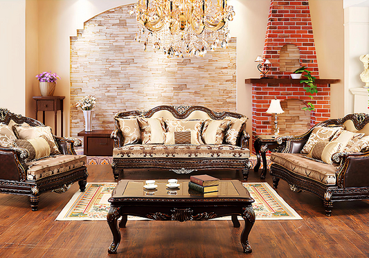 brown color antique sofa set