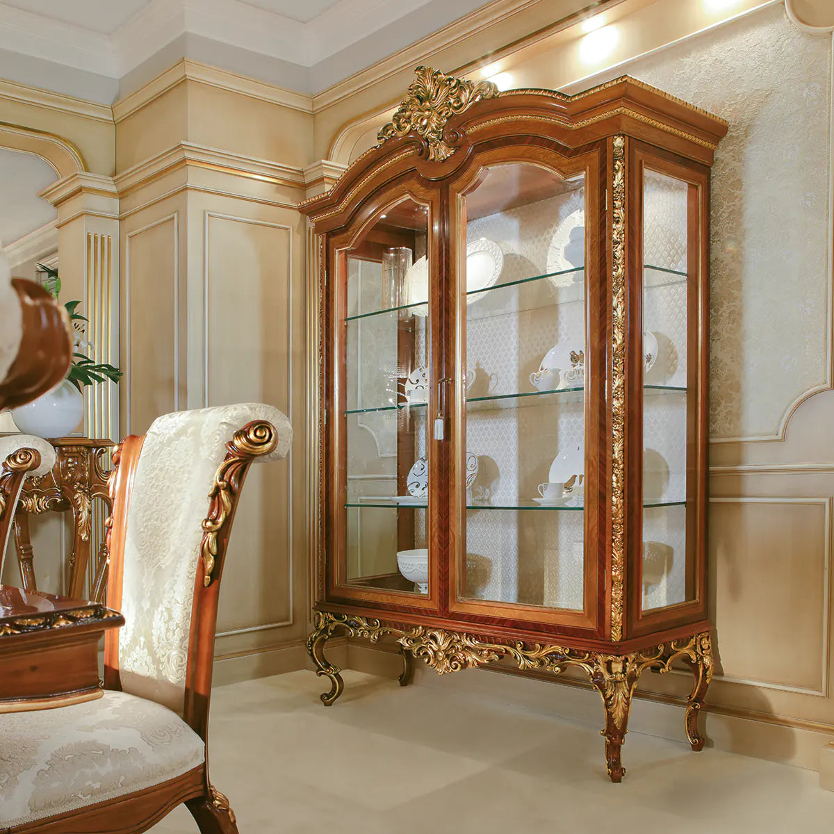 Brown color traditional vitrine