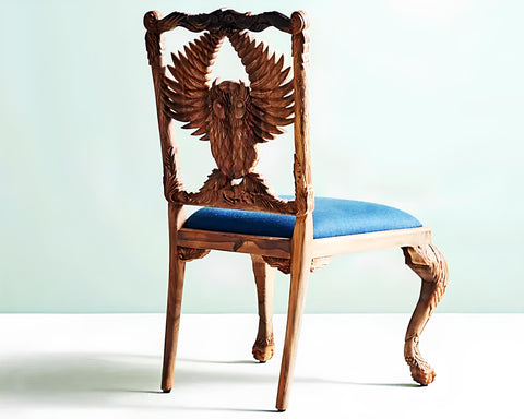 Handmade Teakwood Owl Design Armchair