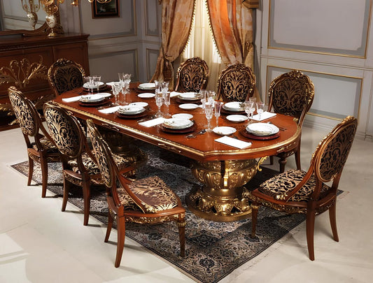 Luxury European Style Hand Carving Dining Table Set