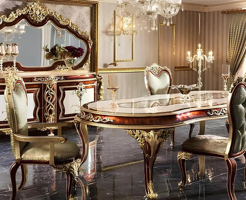 Royal Design Exquisite Carving Dining Table Set