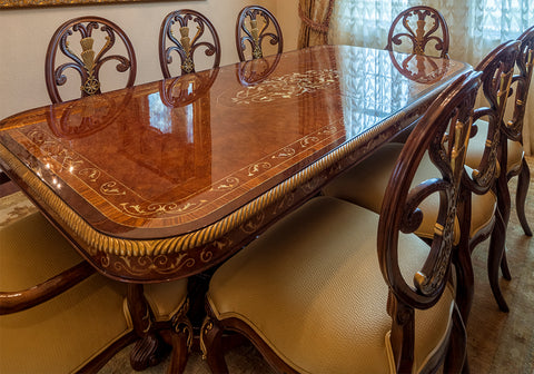 Opulent Handcrafted Solid Wood Dining Table Set