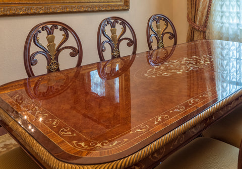 Opulent Handcrafted Solid Wood Dining Table Set