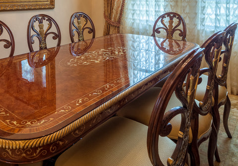 Opulent Handcrafted Solid Wood Dining Table Set