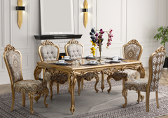 Royal Handcrafted Wooden Carved Dining Table Set