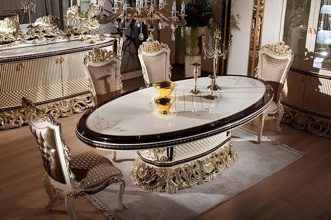 Luxury Antique Curve Dining Table Set