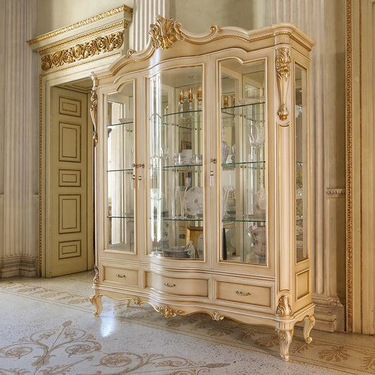 Luxury style wooden cream color vitrine