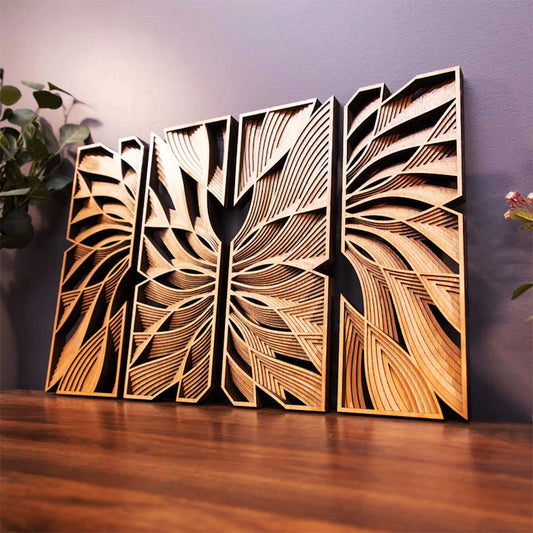 Premium Style Mirror Flows Wooden Wall Art