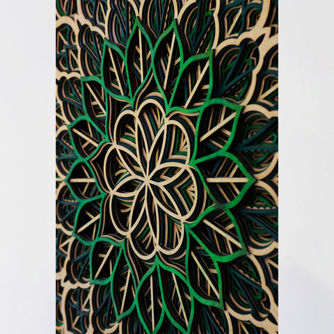 Green Mandala Teakwood 8 Layers Wall Decor